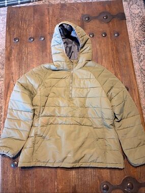 Men's Olive Green Hooded Quilted Puffer Pullover